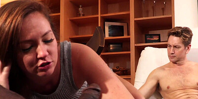 Maddy O'Reilly sucks and rides BBC while her cuckold hubby watches