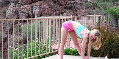 Masturbation against the background of mountains from cute busty Alli Rae