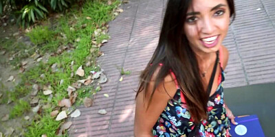 Sweet Latina girl is having outdoor sex in front of the camera