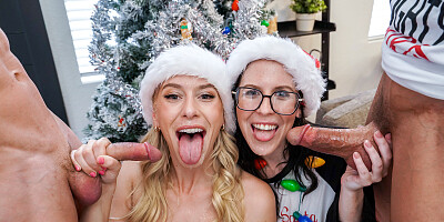 Aroused girls swap their boyfriends for Christmas