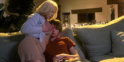 ADULT TIME - PAWG Stepmom Spencer Scott Offers Up Her MILF Pussy To Sheltered Stepson!