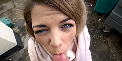 College babe sucks dick before bending ass to fuck