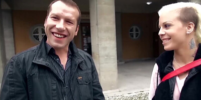 Mia Gun with round tits is carnal with the young man in his van