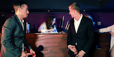 Flirtatious teens from pub fucked by handsome clients