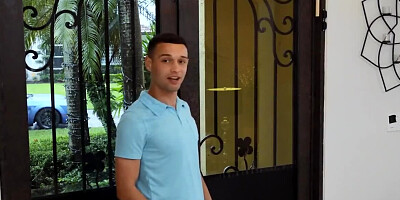 Lucky guy bangs GF's busty blonde stepmother in the bathroom