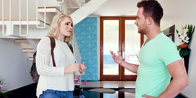 Beautiful, blonde busty babe is an expert negotiator