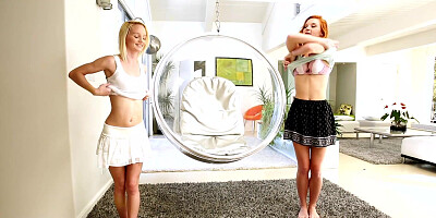 18yo redhead shows bff how to masturbate