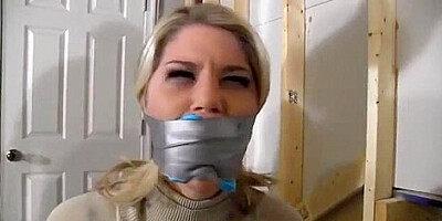 Carissa Montgomery In Chesty Blonde Restrained With Zip Ties Gagged