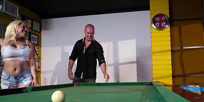 Luna Star taking huge dick in all of her holes on the pool table