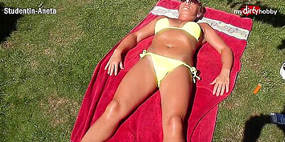 MyDirtyHobby - Sunbathing babe gets fucked by a peeping tom