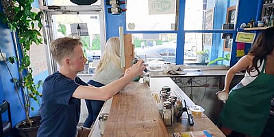 Big Titty Barista Fucks Teen 18+ Dude With Ashlyn Peaks And Jimmy Michaels
