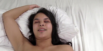 Latina Coed Harley Taunts with Unshaved Cunt before Facial Cumshot