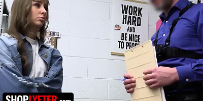 Shy Beautiful Babe Spreads Her Long Legs Wide For Cavity Search In The Securitys Office