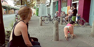 Busty german publicly humiliated outside before cock riding