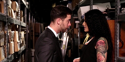 Insatiable brunette got fucked in the warehouse