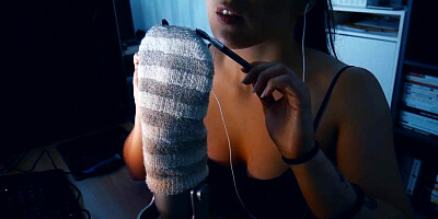 Infatuating honey is making an ASMR Jerk Off Instructions vid and flashing her handsome funbags, just for joy