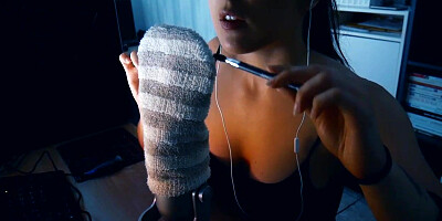 Infatuating honey is making an ASMR Jerk Off Instructions vid and flashing her handsome funbags, just for joy