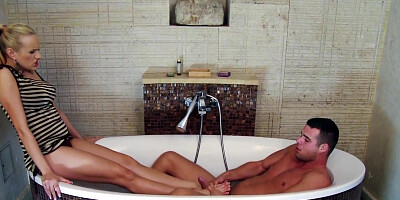 Lovely blonde knows how to relax