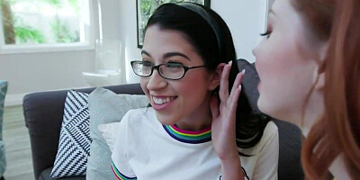 Cumshot teen lesbians give stepbrother a blowjob