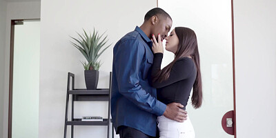 Angela White lets her friend stick his massive black dick inside her wet cunt