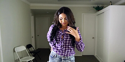 An all natural girl removes her shirt and also her jeans to suck