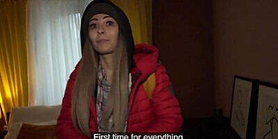 Public Agent Dominno and her Big Tits Fucked in Hotel Room