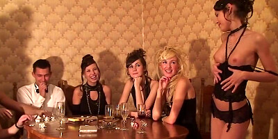 Teen jumps on the table and starts stripping to rock the party