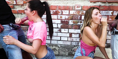 Russian Cassie Fire & Mary Kalisy got fucked & facialed side by side in a 4some