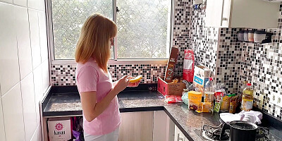 My 18-year-old stepdaughter went to have a snack, and it ended up being eaten in the kitchen!