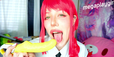 Makima made you observe while she poke her beaver with faux-cock chainsaw stud