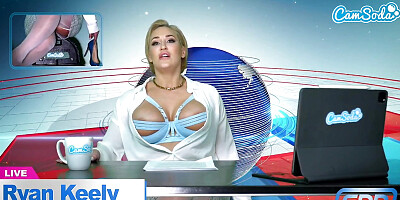Camsoda - Big Tits MILF Ryan Keely Has Strong Orgasm While Reading The News