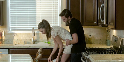 Brunette stunner Elena Koshka nailed in the kitchen