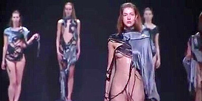 Wet naked fashion show... Oops!