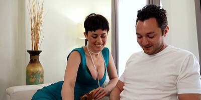 Short-haired nympho Olive Glass gets fucked good and proper