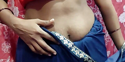 Indian Housewife in the bluesaree enjoying
