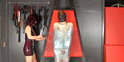 Chastity Slave Mummified And Tease - Mistress Lola And Lola Ruin