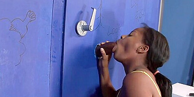 Ebony Hooker Has Fun With Freak Black Dicks In Gloryhole Room