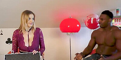 Candy Alexa is a seductive blonde lady with big boobs who likes to have interracial threesomes