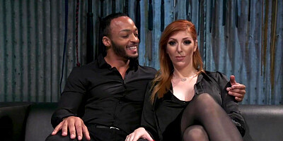 Busty redhead femdom rides bbc to bound slave