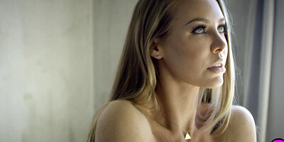 Outstanding blonde model shows body