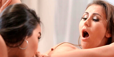 Two amazing chicks are sharing some lesbian love in the bedroom