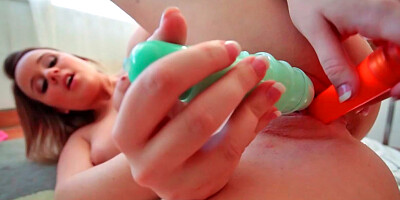 Alexis Adams drilling her vagina with some big sex toys