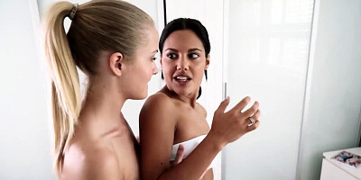 After jogging two slim besties have sensual lesbian encounter