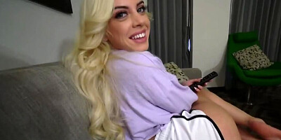 On her birthday naughty blonde plays with stepbrother's joystick