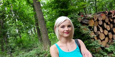 Cutie goes to buy ice cream and meets guy who fucks her in woods