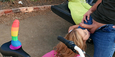 Teen in the truck bed takes big cock in her slick pussy