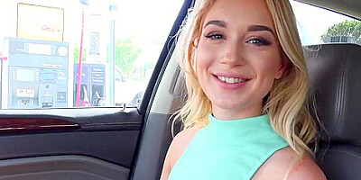 Blonde teen 18+ in fishnets rides huge dick