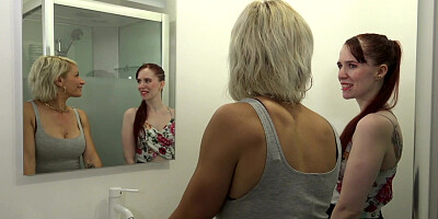 Lesbian girls get surprised by big cock