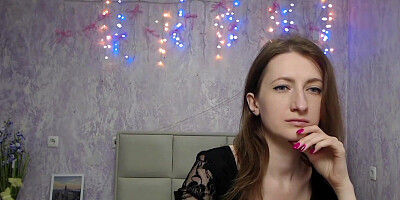 Amateur babe fondling tits on webcam solo