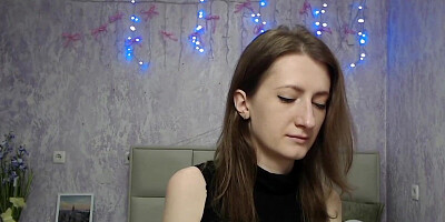 Amateur babe fondling tits on webcam solo